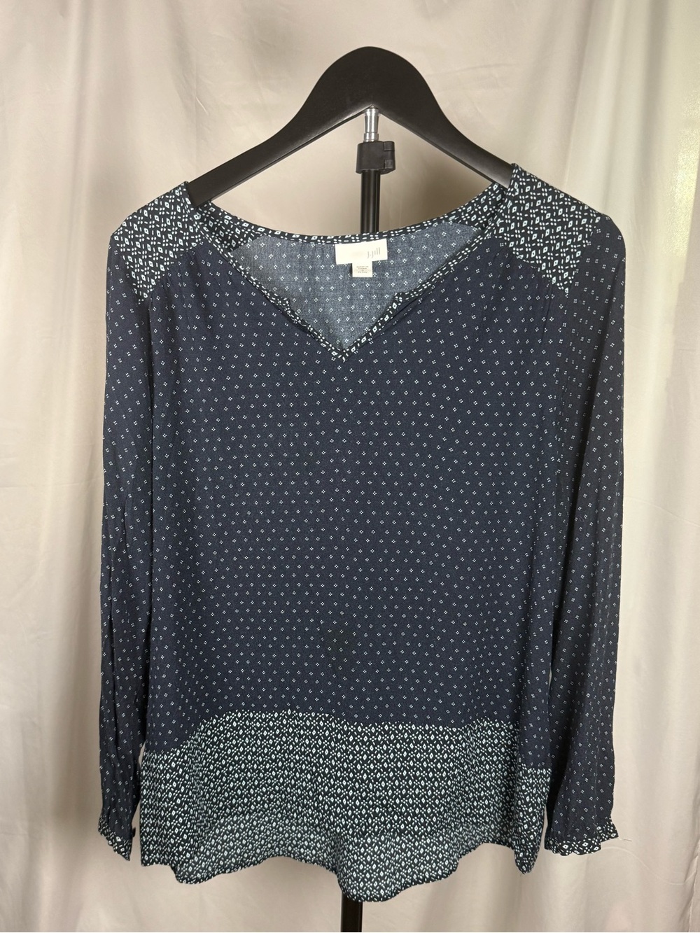 J.Jill Petite Printed Blouse Size Medium Petite Blue